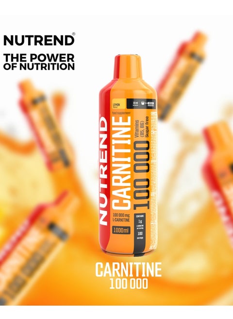 NUTREND Carnitine 100000 - 1000 ml Liquid Supplement, Fast Absorbing, Sugar-Free, Orange Flavor with Vitamins B5 and B6 | Best Price UAE