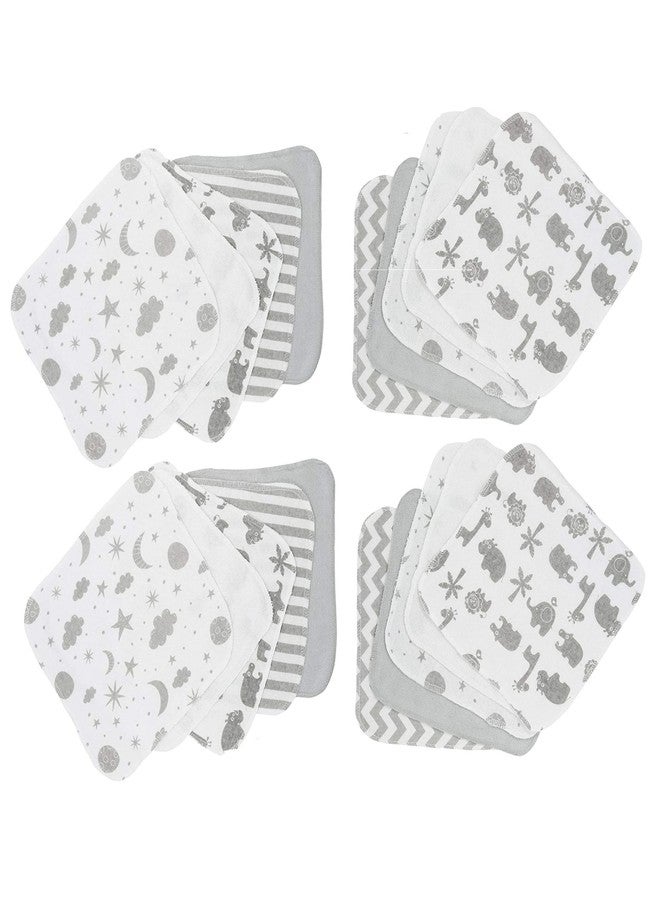 Spasilk Washcloth Wipes Set for Newborn Boys and Girls, Soft Terry Washcloth Set, Pack of 20, Gray Celestial - Image 1