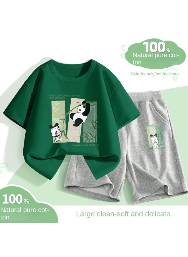 Babu Bean Summer Set For Boys, Casual Short-sleeve Shorts, Children's Cool Sportswear, Breathable Two-piece Outfit For Boys, Lightweight - Image 1