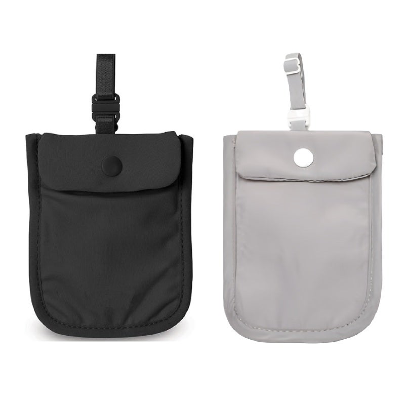 Hidden Bra Wallet 2 Pack Black Grey Cotton Anti-Theft Travel Pouch - Discreet Secure Storage For Credit Cards Cash Passport for Female Travelers - Image 1