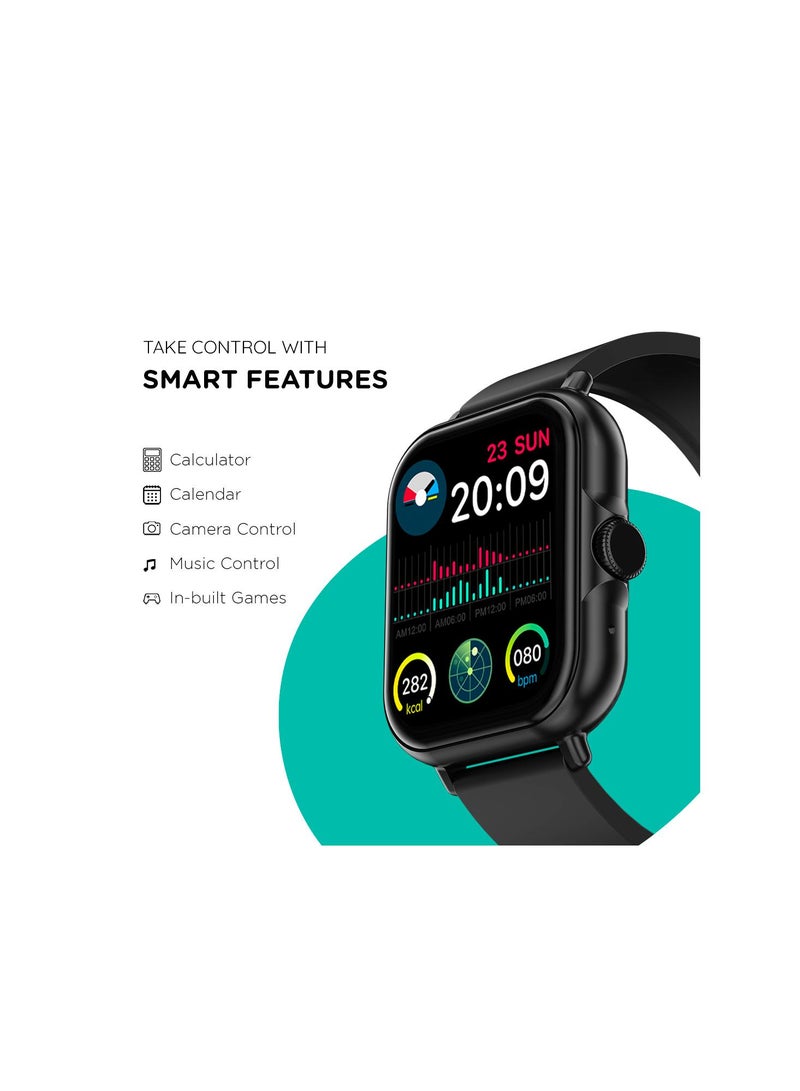 Spark Ace 1.85" Smartwatch for Men and Women, Large HD Display, Health Suite, 100+ Watch Faces, 7 Days Battery Life - Jet Black