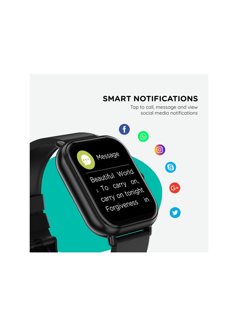 Pebble Spark Ace 1.85" Smartwatch for Men and Women, Large HD Display, Health Suite, 100+ Watch Faces, 7 Days Battery Life - Jet Black  - Image 4
