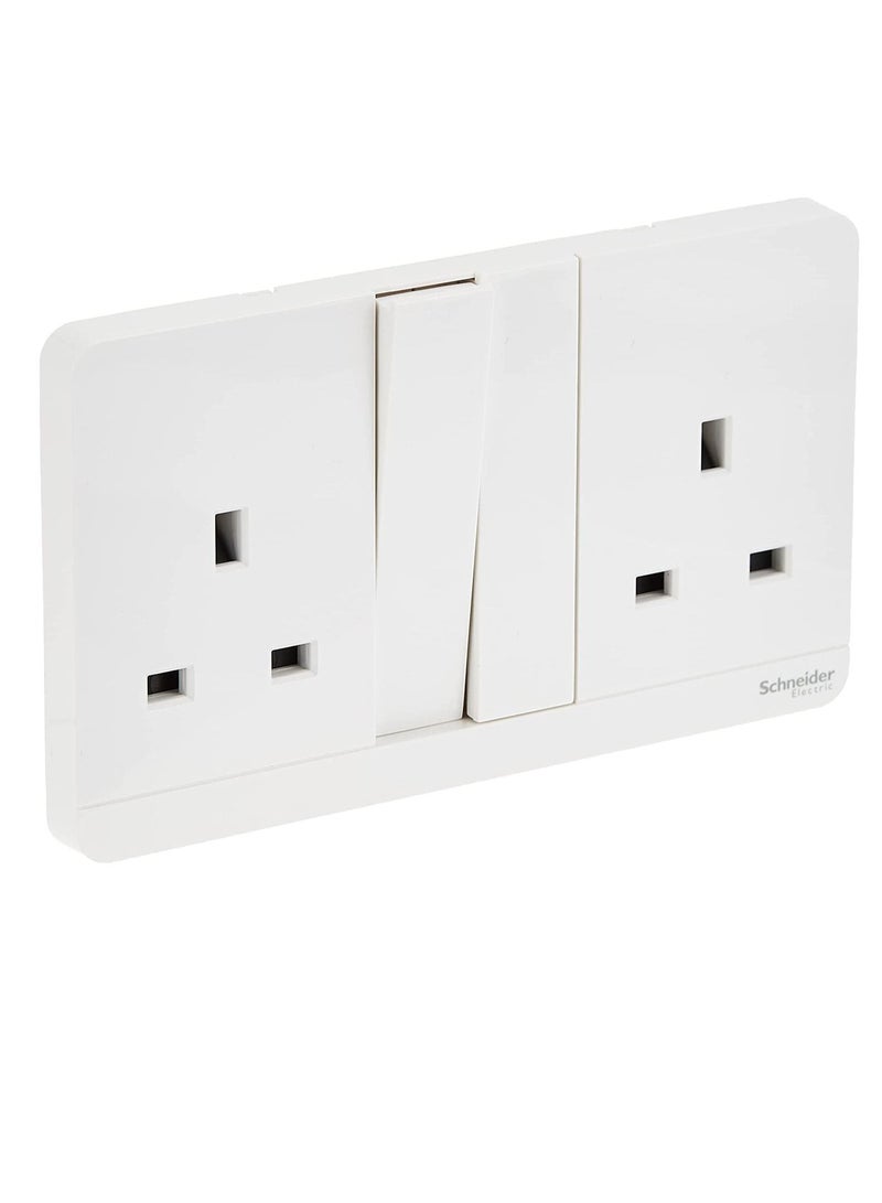 Schneider Electric E83T25_WE_G12 AvatarOn White - Double switched socket 13 A 230 V 1 gang -White - Image 1