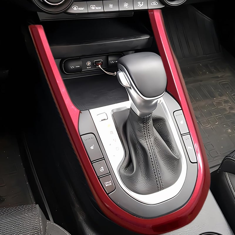 MUXEE Inner Center Console Gear Shift Panel Cover Trim for Kia Forte K3 2019 2020 2021 2022 2023 2024 ABS Wine red Sport Interior Accessories