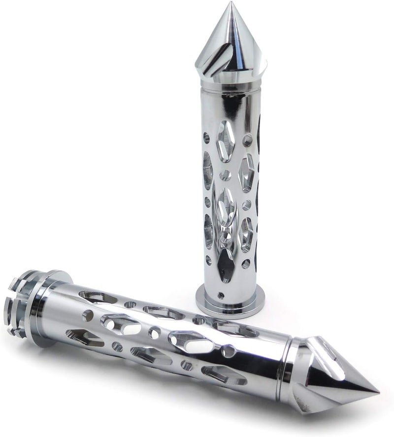 XKMT Chrome CNC Billet 7/8" (22mm) Spike Hand Grips for Motorcycles - Image 4