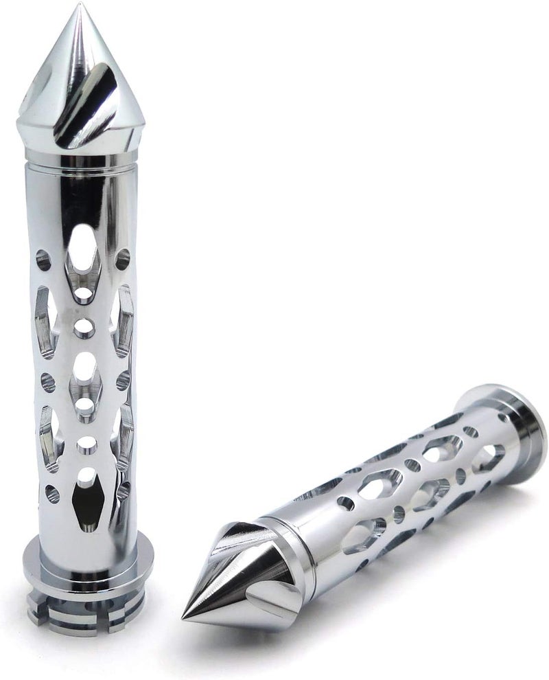 XKMT Chrome CNC Billet 7/8" (22mm) Spike Hand Grips for Motorcycles - Image 5
