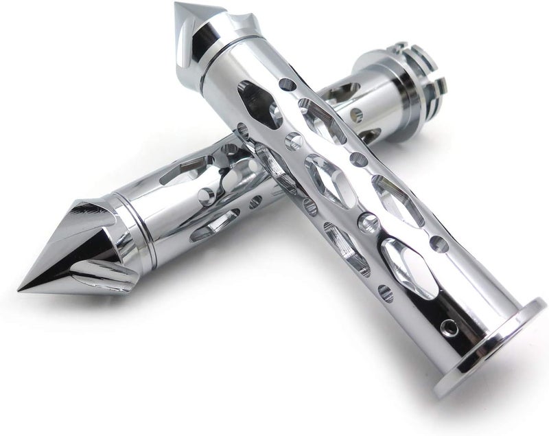 XKMT Chrome CNC Billet 7/8" (22mm) Spike Hand Grips for Motorcycles - Image 3