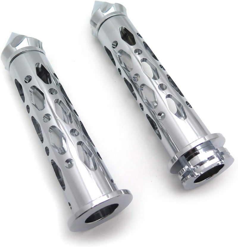 XKMT Chrome CNC Billet 7/8" (22mm) Spike Hand Grips for Motorcycles - Image 1