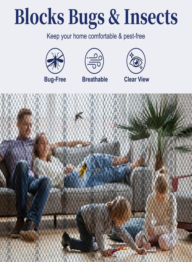 Ocean Ice Magnetic Screen Door Mesh, Hand Free Door Screen Magnetic Closure Keep Bug Out Let Breeze in, Magnetic Door Screen Pet and Kid Friendly,Door Net Screen with Magnet Fit Door Size 37x 82 Inch - Image 5