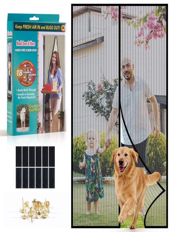 Ocean Ice Magnetic Screen Door Mesh, Hand Free Door Screen Magnetic Closure Keep Bug Out Let Breeze in, Magnetic Door Screen Pet and Kid Friendly,Door Net Screen with Magnet Fit Door Size 37x 82 Inch - Image 1