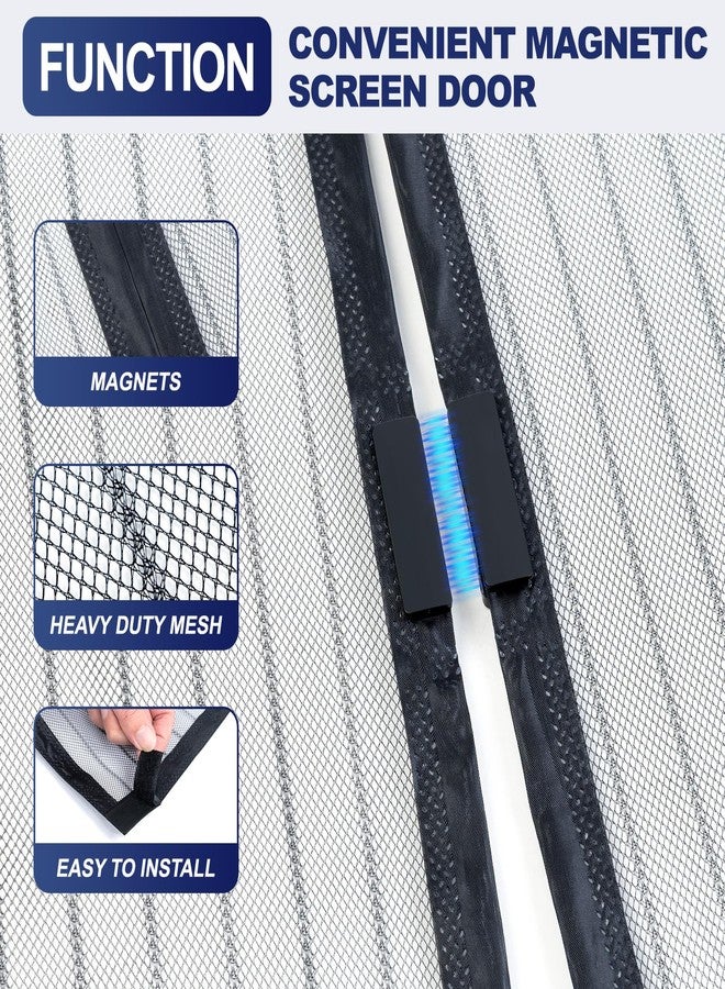 Ocean Ice Magnetic Screen Door Mesh, Hand Free Door Screen Magnetic Closure Keep Bug Out Let Breeze in, Magnetic Door Screen Pet and Kid Friendly,Door Net Screen with Magnet Fit Door Size 37x 82 Inch - Image 3