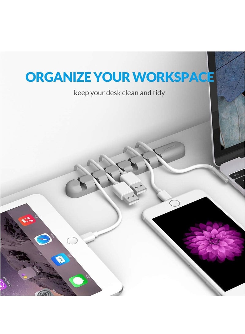 ORICO Cord Organizer, 7-Channel Desktop Cord Holder for Cord Management and Clip for Power Cord, Charging Cord, USB Cord, Mouse Cable, Office and Home (Gray) - Image 2