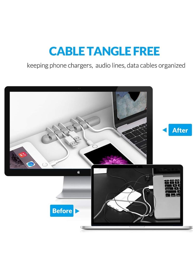 ORICO Cord Organizer, 7-Channel Desktop Cord Holder for Cord Management and Clip for Power Cord, Charging Cord, USB Cord, Mouse Cable, Office and Home (Gray) - Image 4