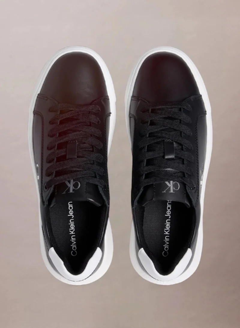 Calvin Klein Black/Bright White Leather Trainers for Women | Best Price UAE