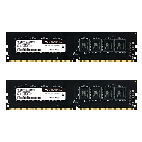 TEAMGROUP Elite DDR4 32GB Kit (2 x 16GB) 2666MHz (PC4-21300) CL19 UDIMM 288 Pin Desktop Memory - TED432G2666C19DC01 - Image 1