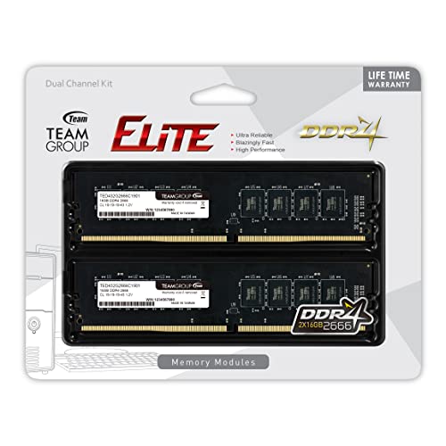 TEAMGROUP Elite DDR4 32GB Kit (2 x 16GB) 2666MHz (PC4-21300) CL19 UDIMM 288 Pin Desktop Memory - TED432G2666C19DC01 - Image 4