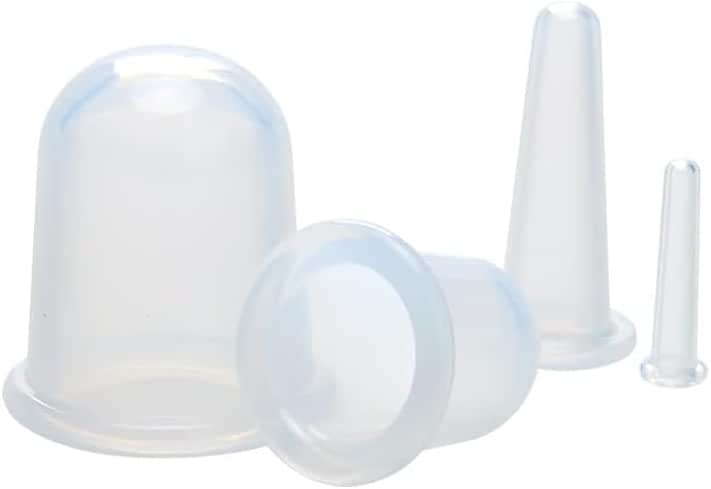 NKD Anti Cellulite Cupping Therapy Set for Family 4Pcs Silicone Vacuum Massage Cups - Chinese Cupping Kit for Body and Facial Massager for Adults Home Use (Transparent)