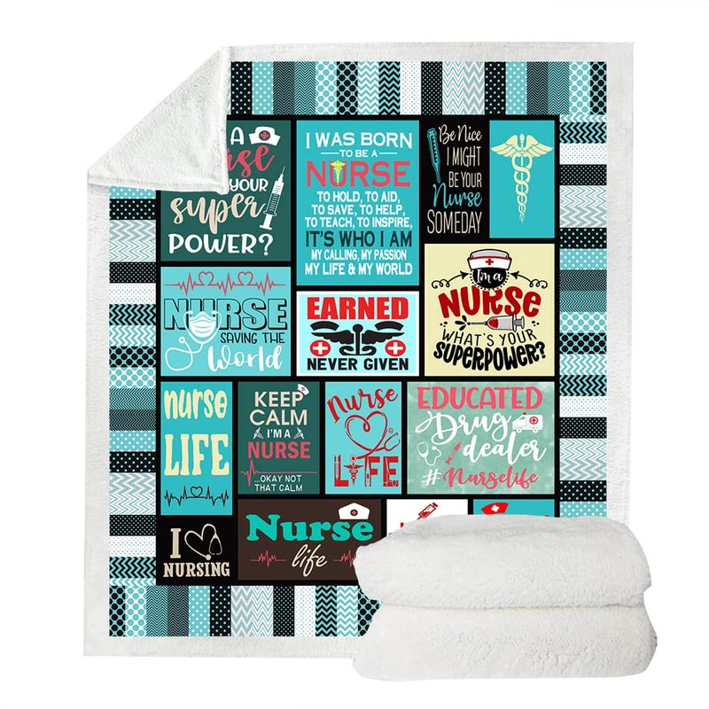 Nurse Gifts Soft Warm Nurse Gifts for Women Throw BlanketGifts for NursesNurses Week GiftsSoft Fluffy Sherpa Warm Throw Blankets for Bed Office and Couch H2130cm x 150cm51 x 59