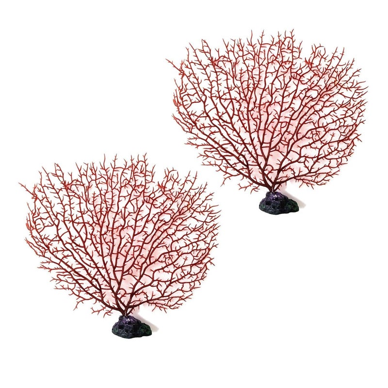 CNZ Artificial Coral Plant for Fish Tank Decorative Aquarium Reef Ornament Red Coral Tree 2pcs