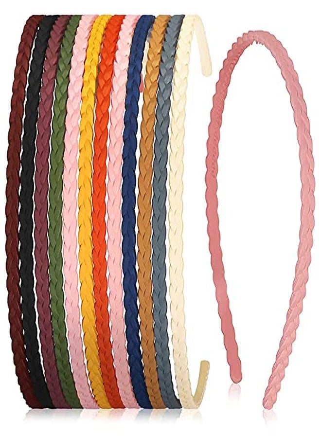 Shidara Pigtail Thin Headbands Plastic Braid Head Hair Bands Assorted Skinny Headbands | Multicolor | 6 Pieces - Image 1