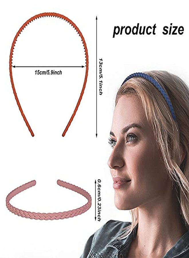 Shidara Pigtail Thin Headbands Plastic Braid Head Hair Bands Assorted Skinny Headbands | Multicolor | 6 Pieces - Image 3