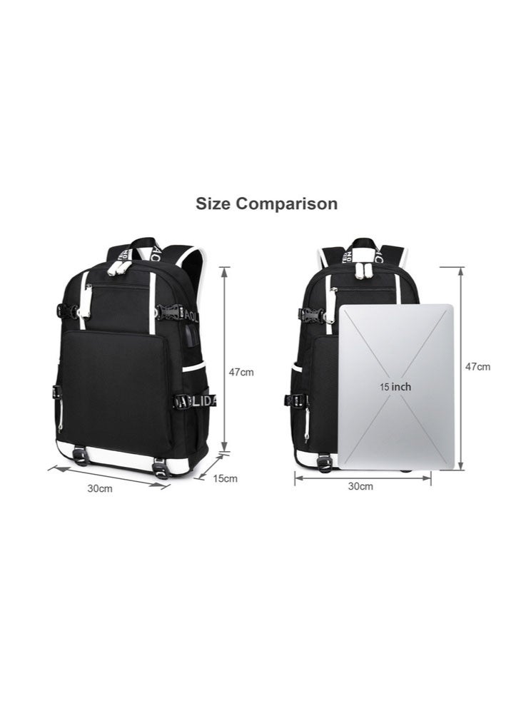 general Naruto backpack with USB headphone jack, schoolbag for teenagers and elementary school students, men's and women's leisure large-capacity travel backpack - Image 2