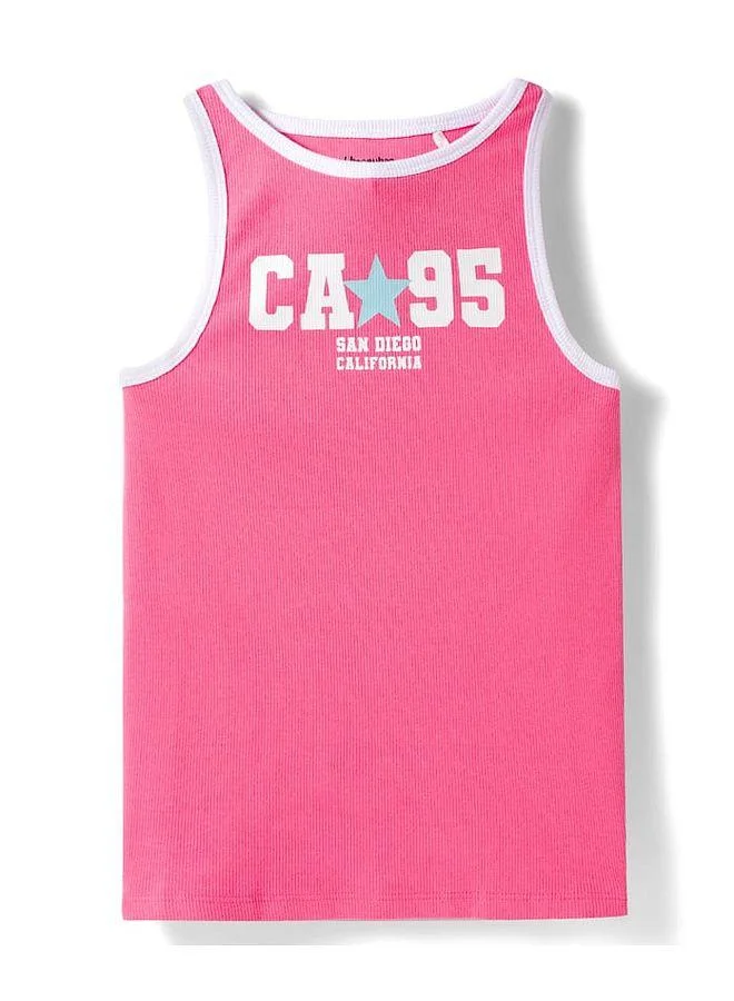 Honeyhap Honeyhap Premium Cotton 2x1 Rib Spandex Knit Sleeveless Tank Tops With Bio Finish & Floral Print (Pack of 2) - Blue and Pink
