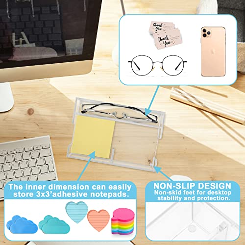 Homakover 2IN1 Clear Acrylic Sticky Notepad Holder with Glasses Organization, Pop Note Dispenser, Desk Organization for Office Home - Image 3