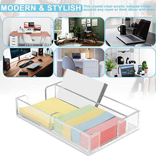 Homakover 2IN1 Clear Acrylic Sticky Notepad Holder with Glasses Organization, Pop Note Dispenser, Desk Organization for Office Home - Image 5