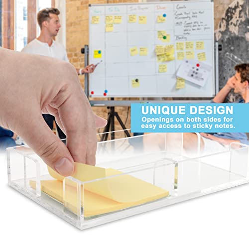 Homakover 2IN1 Clear Acrylic Sticky Notepad Holder with Glasses Organization, Pop Note Dispenser, Desk Organization for Office Home - Image 4