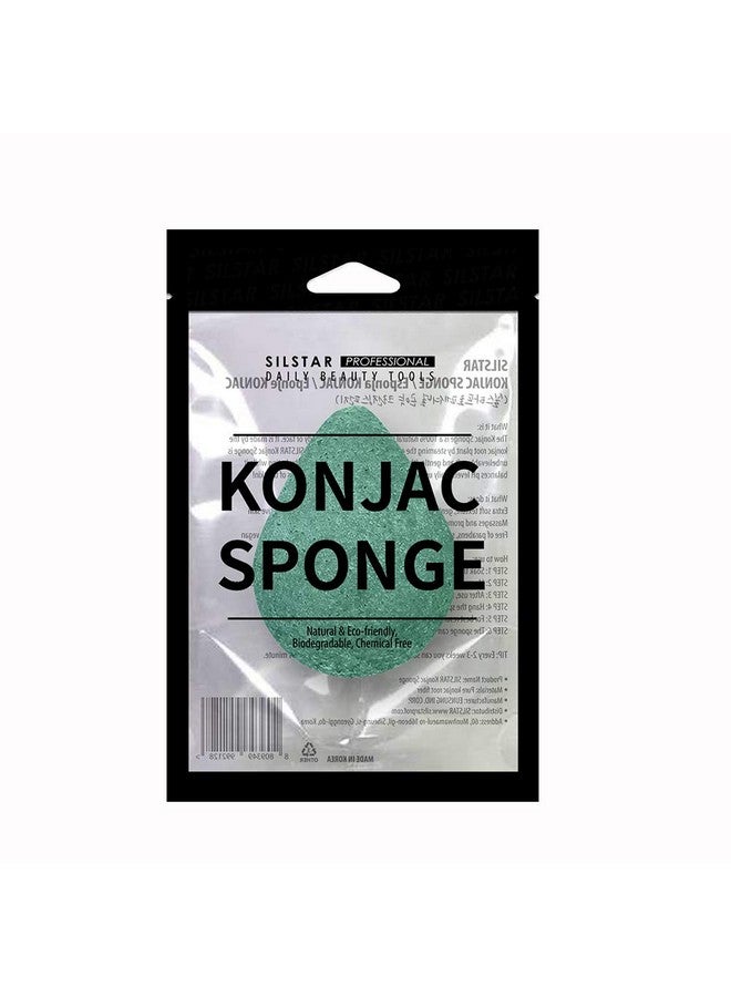 SILSTAR PROFESSIONAL Konjac Facial Sponge Tear Drop Cedar Green 203 - Our Konjac Sponge Offers an Amazing Cleansing and Shaving Experience. - Image 1