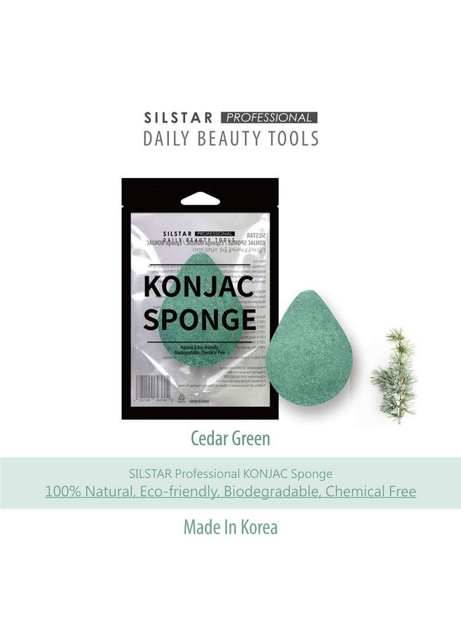 SILSTAR PROFESSIONAL Konjac Facial Sponge Tear Drop Cedar Green 203 - Our Konjac Sponge Offers an Amazing Cleansing and Shaving Experience. - Image 2