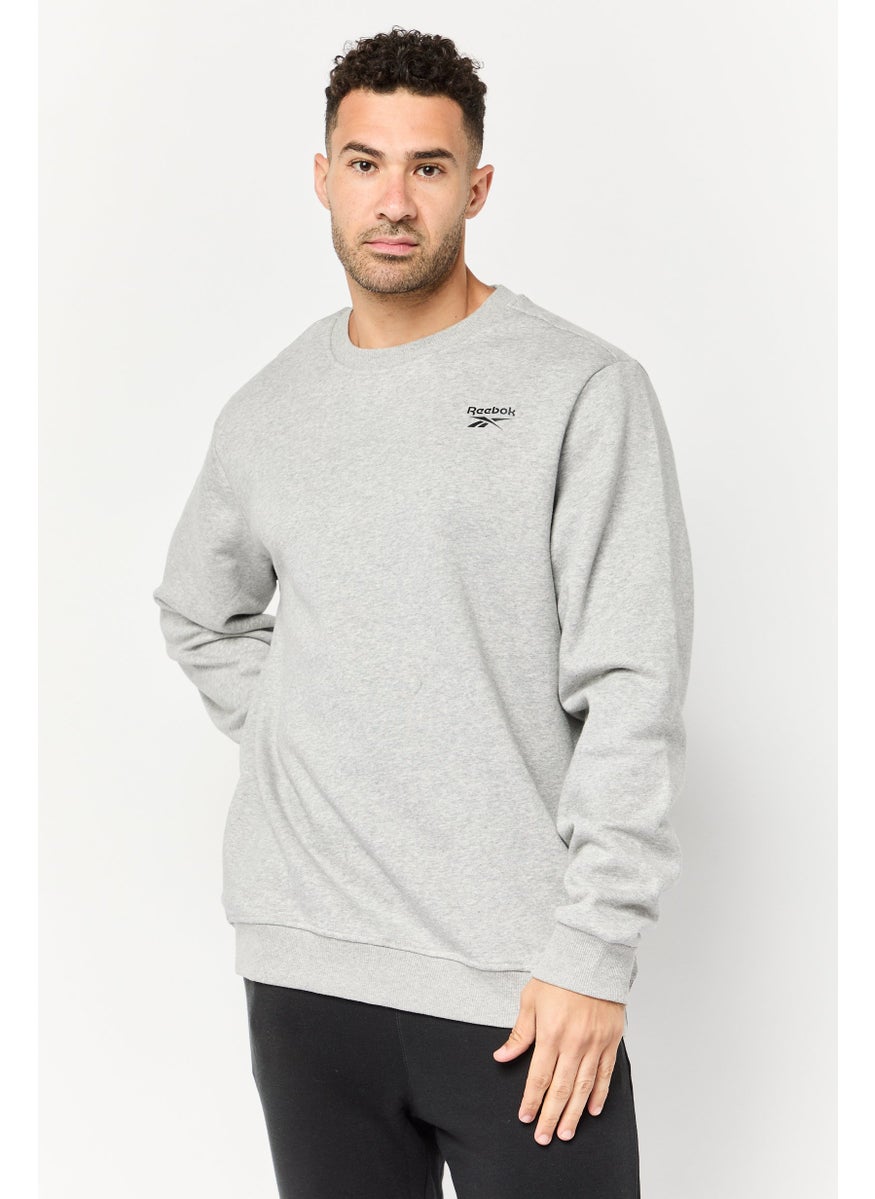 Reebok Men Sportswear Fit Long Sleeve Outdoor Sweatshirt, Light Grey  - Image 1