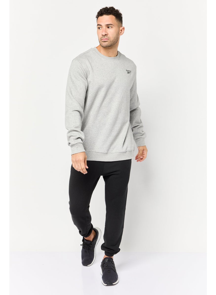 Reebok Men Sportswear Fit Long Sleeve Outdoor Sweatshirt, Light Grey  - Image 2