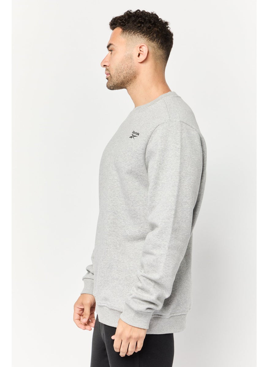 Reebok Men Sportswear Fit Long Sleeve Outdoor Sweatshirt, Light Grey  - Image 3