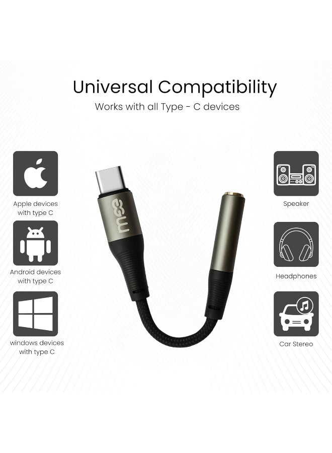 آیمی محول كابل صوت IMEE IM-225 من النوع C إلى 3.5 مم، تصميم متين مضفر من النايلون، غلاف من سبائك الألومنيوم، نقل صوت عالي الدقة، متوافق مع أجهزة النوع C والهواتف وأجهزة الكمبيوتر المحمولة ومكبرات الصوت وستيريو السيارة، بطول 0.12 متر - Image 5