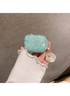 Suitable For AirPods 4 Headset Protective Cover Cartoon Shell Pattern For Apple1/2/3 Generation Pro2 Bluetooth Pendant Bracelet-Color:Shell Pattern Shell Pendant-blue Leopard-Model:AirPods (third Generation) Protective Cover