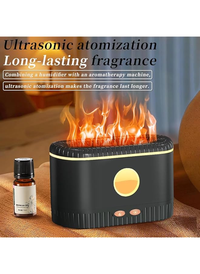 erorex Flame Air Diffuser Humidifier With 10 Ml Essential Oil Diffuser Bottle Portable Noiseless Aroma Diffuser Auto Off Protection Black  - Image 3