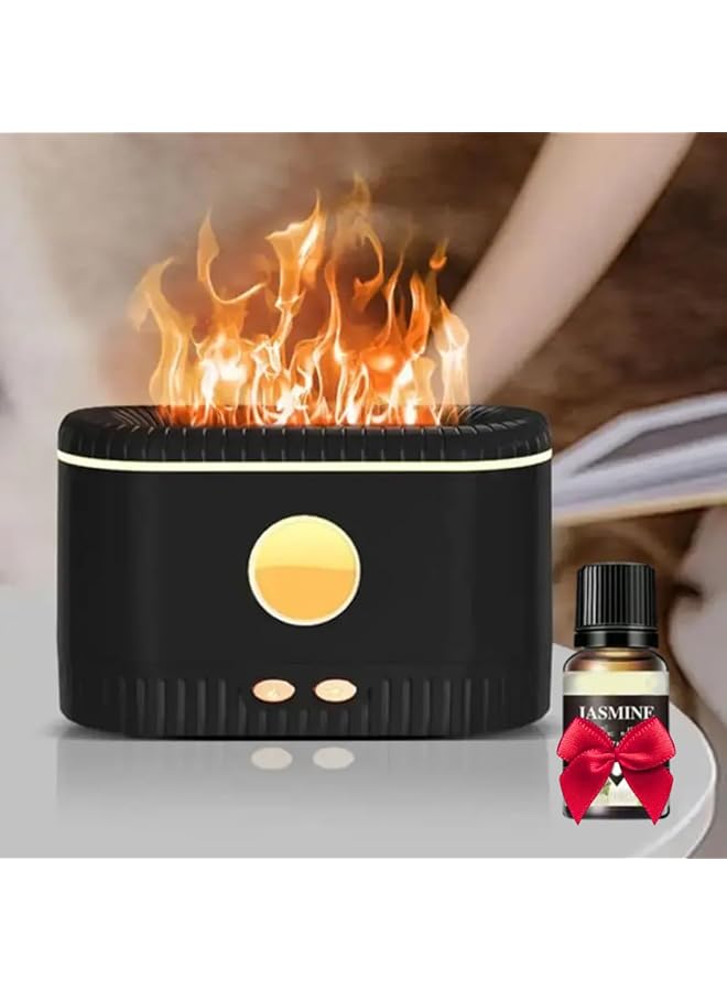 erorex Flame Air Diffuser Humidifier With 10 Ml Essential Oil Diffuser Bottle Portable Noiseless Aroma Diffuser Auto Off Protection Black  - Image 1