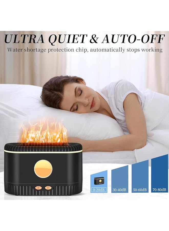 erorex Flame Air Diffuser Humidifier With 10 Ml Essential Oil Diffuser Bottle Portable Noiseless Aroma Diffuser Auto Off Protection Black  - Image 4