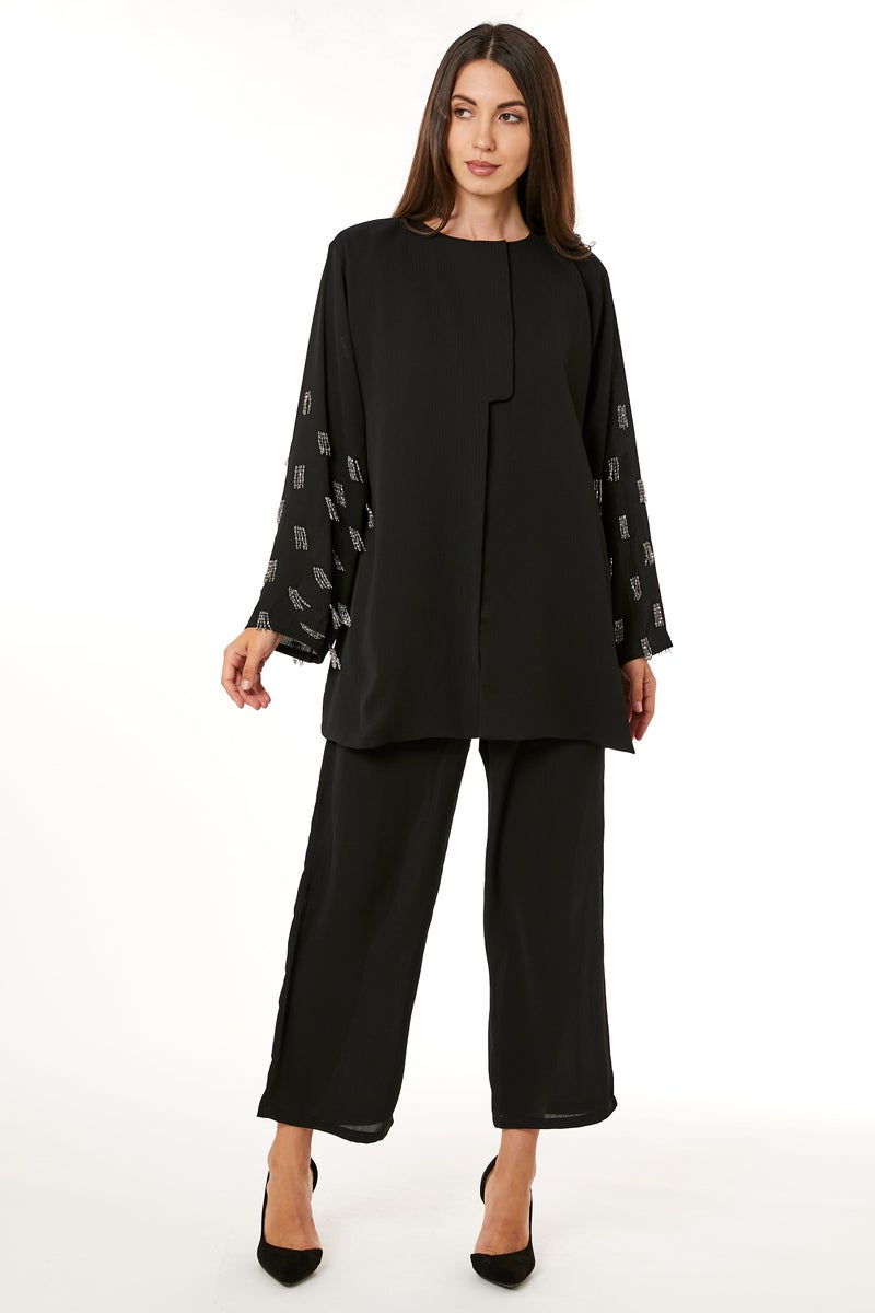 Moistreet Embellished Long Sleeve Top & Pant Set - Image 5