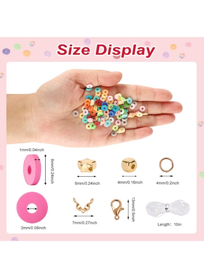 Capstro 25770PCS Polymer Clay Beads Bracelet Making Kit – 192 Colors Flat Heishi Beads Set with Letter Beads, Charms & Elastic String, DIY Jewelry Kit for Kids, Teens – 192 Colors - Image 2