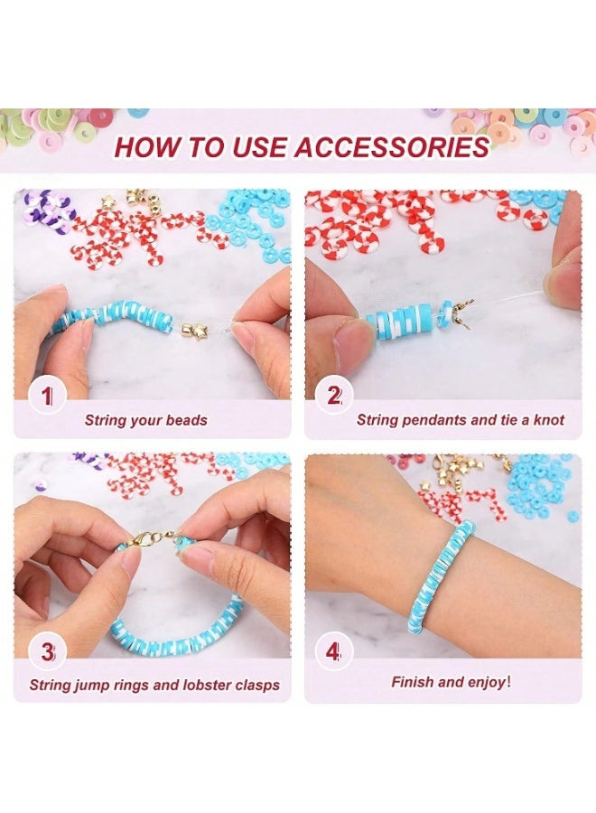 Capstro 25770PCS Polymer Clay Beads Bracelet Making Kit – 192 Colors Flat Heishi Beads Set with Letter Beads, Charms & Elastic String, DIY Jewelry Kit for Kids, Teens – 192 Colors - Image 4