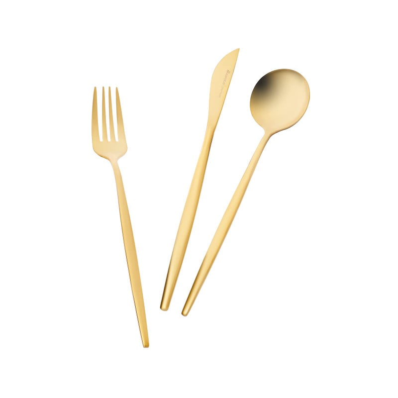 Karaca Orion Gold 30-Piece Cutlery Set, Knives, Forks, Spoons, Cake Forks, Stainless Steel, Cutlery, Table Cutlery Set, Healthy and Hygienic, Modern Design - Image 2