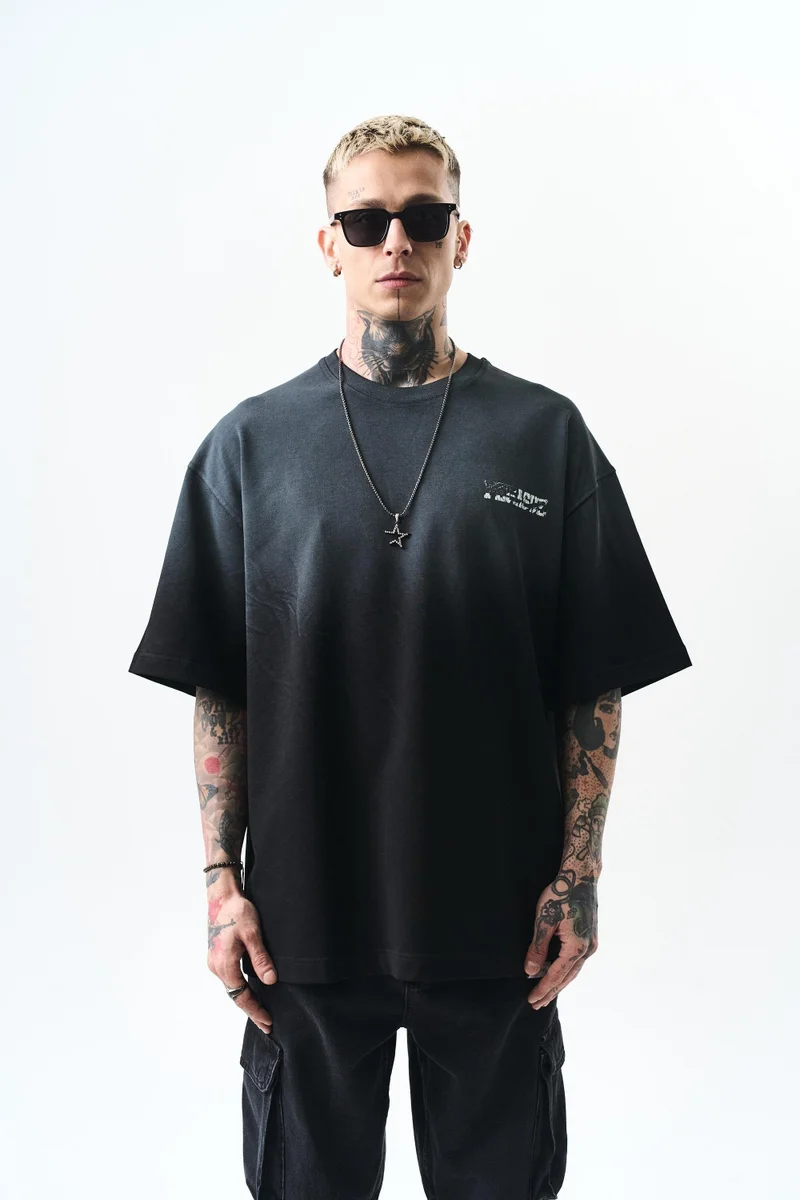 RESPIRE Men's Pegasus Print Oversize T-Shirt, Black