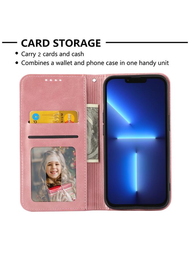 اس-توب جراب هاتف iPhone 13 من الجلد بتصميم شبكي مكعب مع إغلاق مغناطيسي وملمس جلد العجل - Image 4