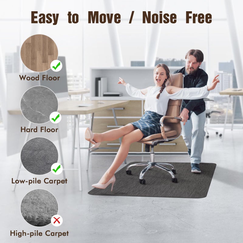 Blvornl Office Chair Mat for Hardwood Floor and Low Pile Carpet, 36"x 48" Desk Chair Mat for Hard Wood, Anti-Slip Hard Floor Protector Rolling Chair Mats, PVC Mat Desk Rug for Home, Black - Image 5