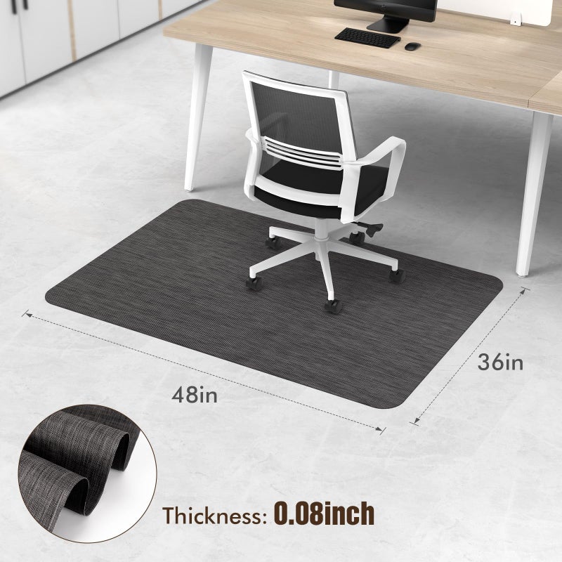 Blvornl Office Chair Mat for Hardwood Floor and Low Pile Carpet, 36"x 48" Desk Chair Mat for Hard Wood, Anti-Slip Hard Floor Protector Rolling Chair Mats, PVC Mat Desk Rug for Home, Black - Image 2
