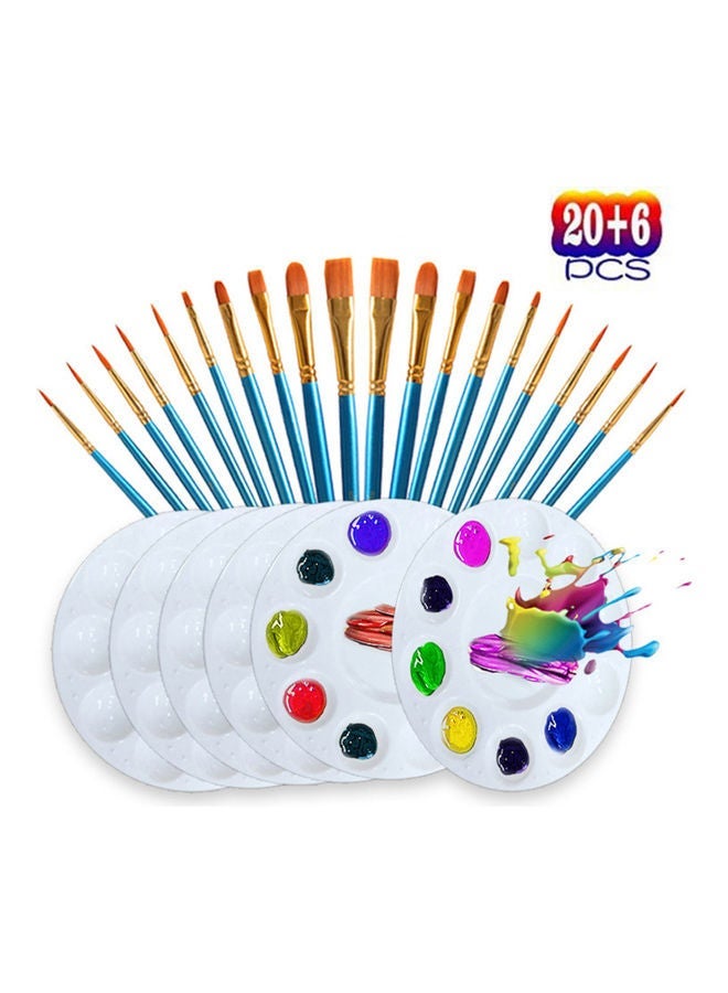 NIBEMINENT 26-Piece Paint Brush Set with Palettes Multicolour - Image 4