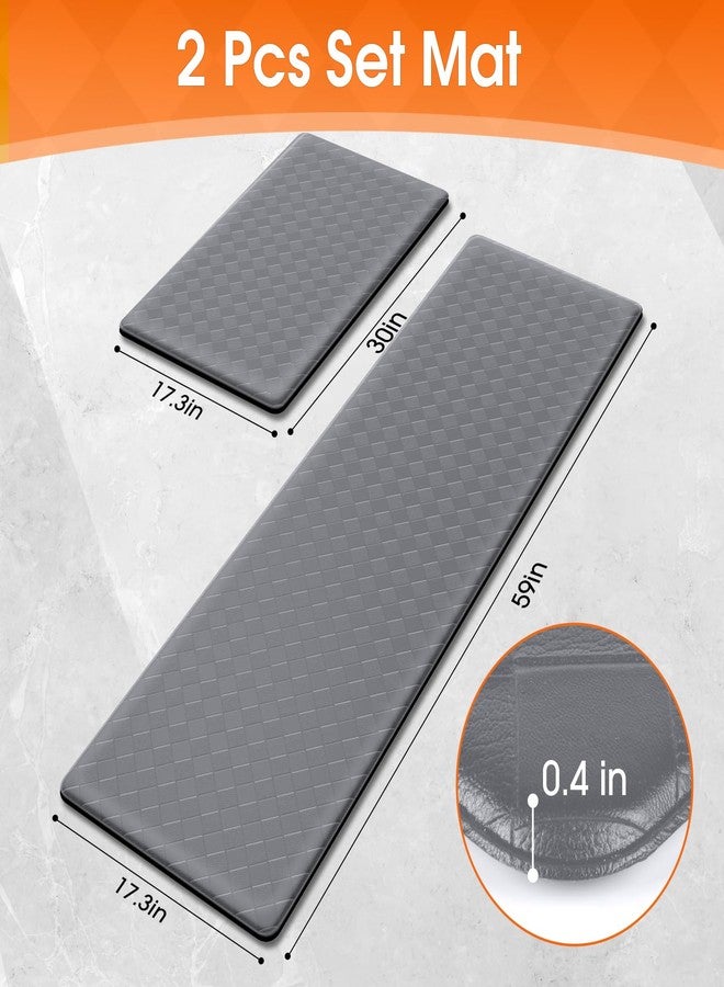 TranquilRelax Kitchen Mats, 2PCS Kitchen Rugs, Cushioned Anti Fatigue Kitchen Mats for Floor, Non-Slip Standing Desk Mat, Waterproof Kitchen Rug Set for Kitchen Floor Office,17.3"×30"+17.3"×59" Grey - Image 2